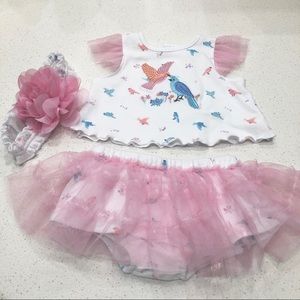 Starting Out Bird Tulle Shirt and Bloomer Set